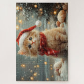 Turkse Angora Kat Kerstmis Vintage Strand Legpuzzel (Verticaal)