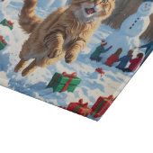 Turkse Angora Kat Lopen in Sneeuw Kerstmuts Snijplank (Hoek)