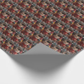 Turkse Angora kat met kerstcadeaus open haard Cadeaupapier (Hoek)