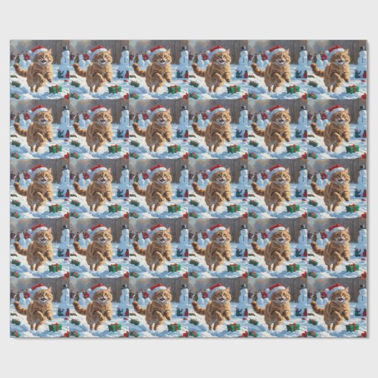 Turkse Angora-kat rent in Pet met sneeuwkerst Cadeaupapier (Vlak)