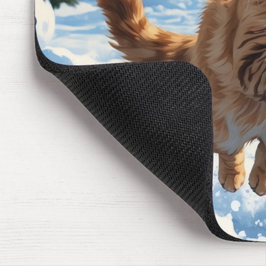 Turkse Angora-kat rent in Pet met sneeuwkerst Muismat (Hoek)