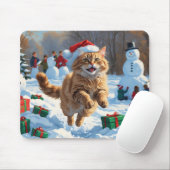 Turkse Angora-kat rent in Pet met sneeuwkerst Muismat (Met muis)