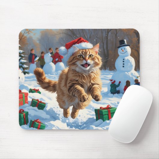 Turkse Angora-kat rent in Pet met sneeuwkerst Muismat (Met muis)