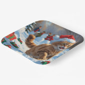 Turkse Angora-kat rent in Pet met sneeuwkerst Papieren Bordje (Gebogen)