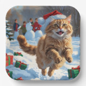 Turkse Angora-kat rent in Pet met sneeuwkerst Papieren Bordje (Voorkant)