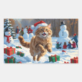 Turkse Angora-kat rent in Pet met sneeuwkerst Rechthoekige Sticker (Voorkant)