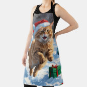 Turkse Angora-kat rent in Pet met sneeuwkerst Schort (Insitu)