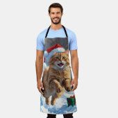 Turkse Angora-kat rent in Pet met sneeuwkerst Schort (Gedragen)