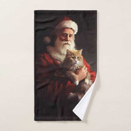 Turkse Angora Kat Sinterklaas Feestelijke Kerstmis Bad Handdoek (Handdoek)