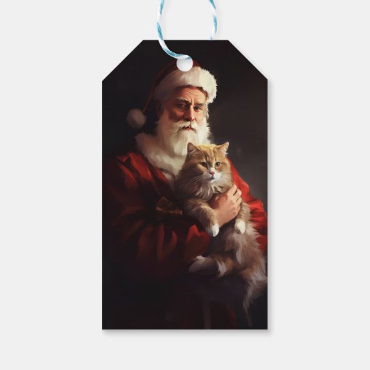 Turkse Angora Kat Sinterklaas Feestelijke Kerstmis Cadeaulabel (Achterkant)
