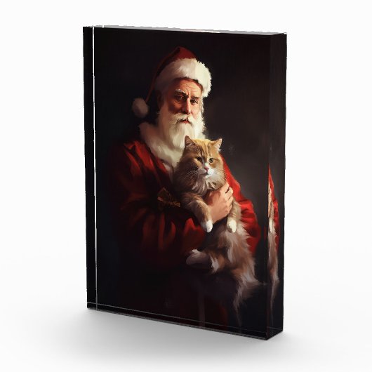Turkse Angora Kat Sinterklaas Feestelijke Kerstmis Fotoblokken (Rechts)