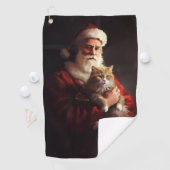Turkse Angora Kat Sinterklaas Feestelijke Kerstmis Golfhanddoek (Insitu)