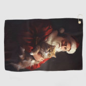 Turkse Angora Kat Sinterklaas Feestelijke Kerstmis Golfhanddoek (Horizontaal)