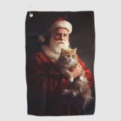 Turkse Angora Kat Sinterklaas Feestelijke Kerstmis Golfhanddoek (Voorkant)