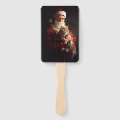 Turkse Angora Kat Sinterklaas Feestelijke Kerstmis Handwaaier (Voorkant)