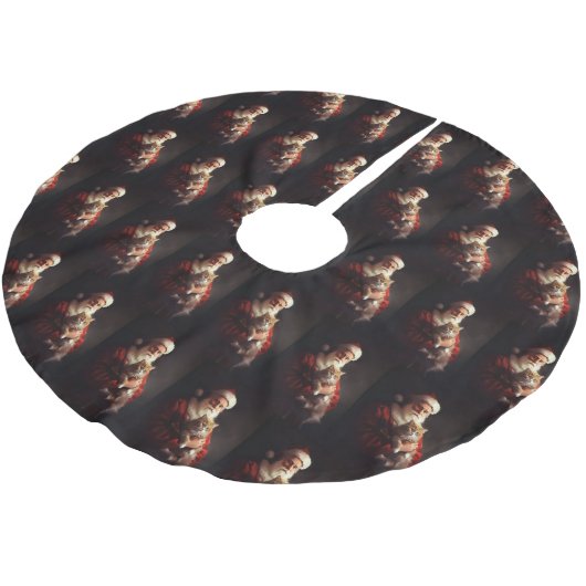 Turkse Angora Kat Sinterklaas Feestelijke Kerstmis Kerstboom Rok (Gekanteld)