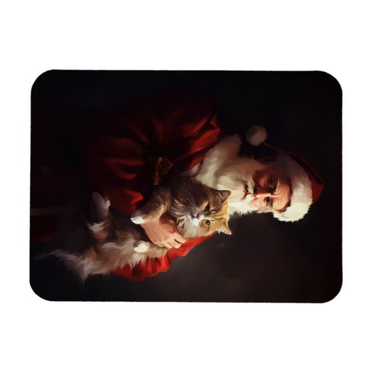 Turkse Angora Kat Sinterklaas Feestelijke Kerstmis Magneet (Horizontaal)