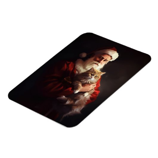 Turkse Angora Kat Sinterklaas Feestelijke Kerstmis Magneet (Linkerzijde)