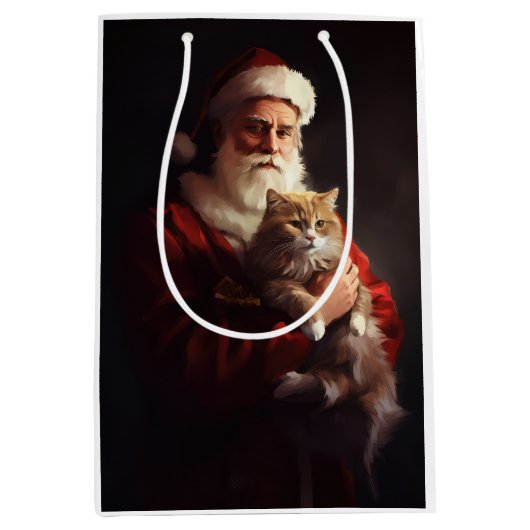 Turkse Angora Kat Sinterklaas Feestelijke Kerstmis Medium Cadeauzakje (Voorkant)