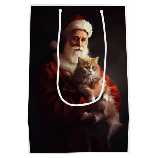 Turkse Angora Kat Sinterklaas Feestelijke Kerstmis Medium Cadeauzakje (Achterkant)