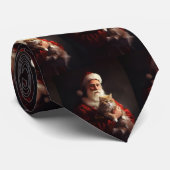 Turkse Angora Kat Sinterklaas Feestelijke Kerstmis Stropdas (Opgerold)