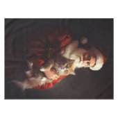 Turkse Angora Kat Sinterklaas Feestelijke Kerstmis Tafelkleed (Voorkant (Horizontaal))