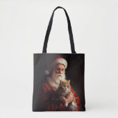 Turkse Angora Kat Sinterklaas Feestelijke Kerstmis Tote Bag (Voorkant)