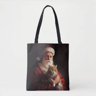 Turkse Angora Kat Sinterklaas Feestelijke Kerstmis Tote Bag