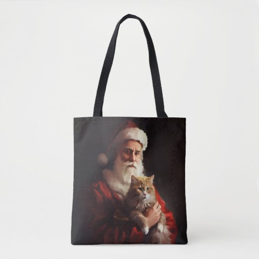 Turkse Angora Kat Sinterklaas Feestelijke Kerstmis Tote Bag (Voorkant)