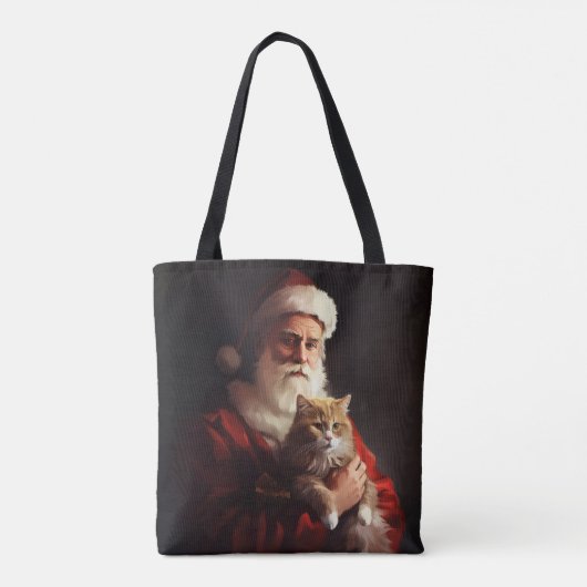 Turkse Angora Kat Sinterklaas Feestelijke Kerstmis Tote Bag (Achterkant)