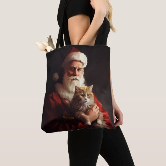 Turkse Angora Kat Sinterklaas Feestelijke Kerstmis Tote Bag (Dichtbij)