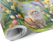 Turkse Angora Kat Spring Bloemen Schilderen Cadeaupapier (Rol Hoek)