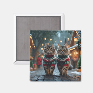Turkse Angora Katten Kerst Sneeuw Vakantie Magneet
