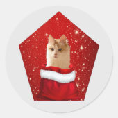 Turkse angora kerststickers ronde sticker (Voorkant)