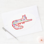 Turkse Angora-Sticker Ovale Sticker (Envelop)