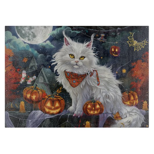 Turkse angorakat Halloween Spoken Snijplank (Voorkant)