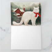 Turkse Angorakat in Sneeuw Kerstmis Kaart (Binnen)