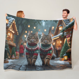 Turkse Angorakat Kerst Sneeuw Vakantie Fleece Deken