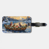 Turkse Angorakat Kerstboot Vakantie Bagagelabel (Achterkant horizontaal)