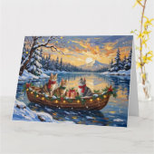 Turkse Angorakat Kerstboot Vakantie Kaart (Gele Bloem)