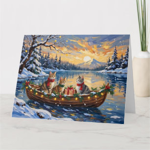 Turkse Angorakat Kerstboot Vakantie Kaart