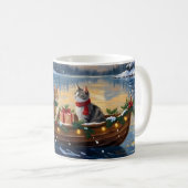Turkse Angorakat Kerstboot Vakantie Koffiemok (Voorkant rechts)