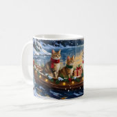 Turkse Angorakat Kerstboot Vakantie Koffiemok (Voorkant links)