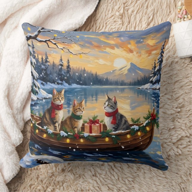 Turkse Angorakat Kerstboot Vakantie Kussen (Deken)