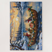 Turkse Angorakat Kerstboot Vakantie Legpuzzel (Verticaal)