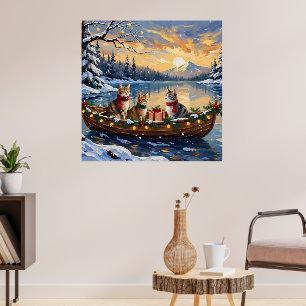Turkse Angorakat Kerstboot Vakantie Poster