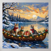 Turkse Angorakat Kerstboot Vakantie Poster (Voorkant)