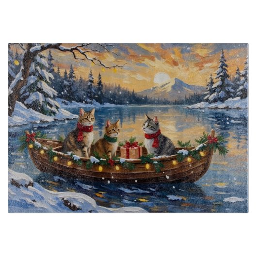 Turkse Angorakat Kerstboot Vakantie Snijplank (Voorkant)