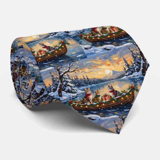 Turkse Angorakat Kerstboot Vakantie Stropdas (Opgerold)