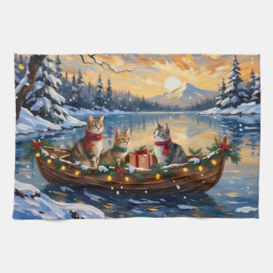 Turkse Angorakat Kerstboot Vakantie Theedoek